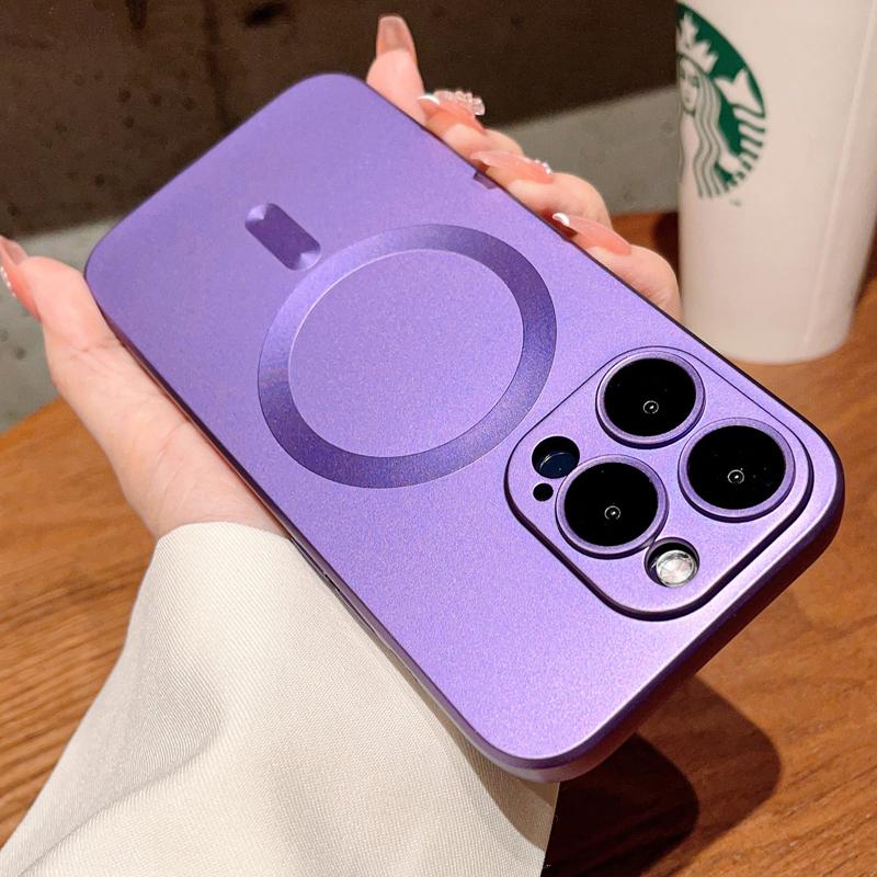

For Magsafe Magnetic Wireless Charge Phone Case For iPhone 17 16 15 14 13 12 11 Pro Max Funda Camera Lens Protector Back Cover iPhone 12 Pro фиолетовый