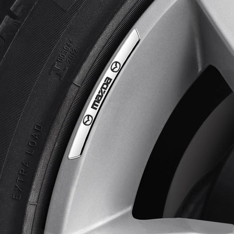 4pcs Aluminum Car Badge Wheel Hub Stickers Auto Rims Decoration Decal For Mazda Speed 3 5 6 BK CX-3 CX-5 CX7 CX-7 Demio Axela MS FF4
