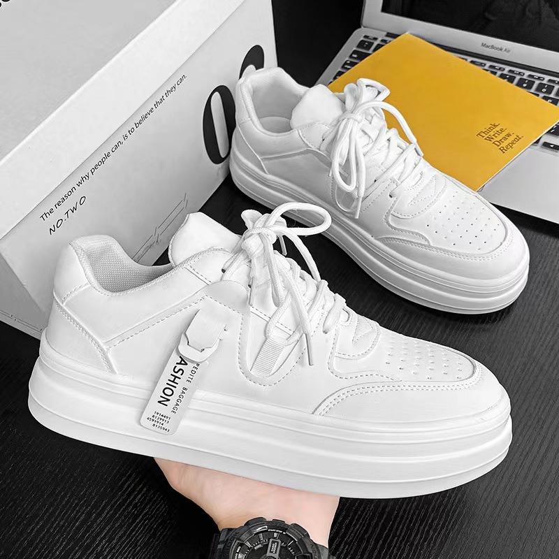 High Quality Chunky Men's Casual Sneakers Designer Green Comfortable Men Leather Flats Shoes Outdoor Soft-soled Walking Footwear