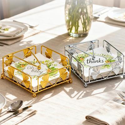 Rustic Metal Napkin Holder Square Paper Organizer For Kitchen Home Restaurant Cafes - Tabletop Decorative Napkin Holder