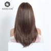 European Style Brown Medium Long Wig with Full Bangs for Women - High-Temperature Fiber