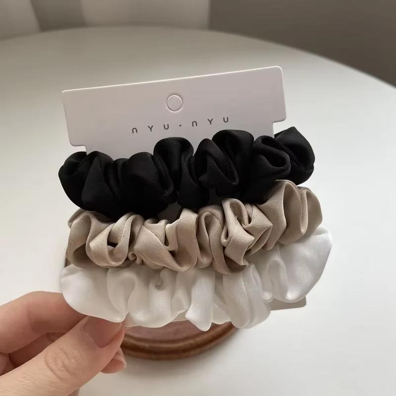 Elegant Hair Scrunchies Women Minimalist Simulation Silk Hair Ties Solid Color Elastic Hair Loop Ponytail Hair Accessories