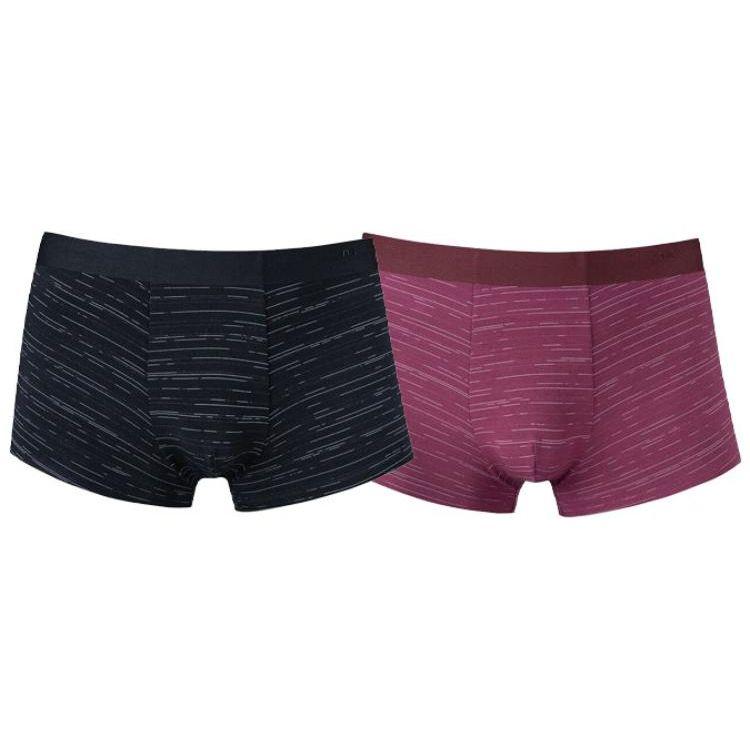 Anta Life Series Solid Color Mid-Rise Boxer Briefs 2-Pack Men Underwear Black Burgundy 992358981-1