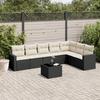 VidaXL Garden Lounge Set 8 Pcs with Cushions Black Wicker 3219046