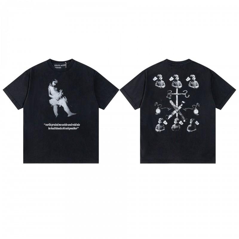 Unisex Oversized Cotton T-Shirt With Vintage Letter Print Art Portrait Design Loose Fit Casual Wear