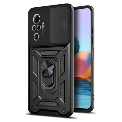 Für Redmi Note 10 Pro Max Hülle Redmi Note 10 Pro 4G Cover Magnetischer Ringhalter Rüstung Handyhülle Schiebefach Kamera Schutz Rückseite Abdeckung