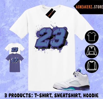 Tee Shirt Matching AJ 5 Grape 2025 To Match Sneaker Number 23 5s T-Shirt Unisex T-Shirt