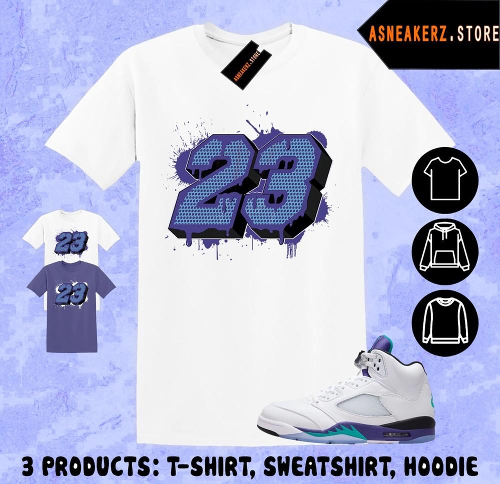 Tee Shirt Matching AJ 5 Grape 2025 To Match Sneaker Number 23 5s T-Shirt Unisex T-Shirt XXL