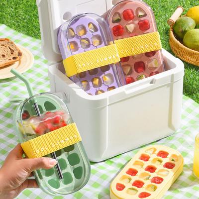 Coole Zomer IJsfles Beker, 2-in-1 IJsmaker met Rietje, Morsvrije Waterfles voor IJsblokjes, Draagbare Reis Drankcontainer