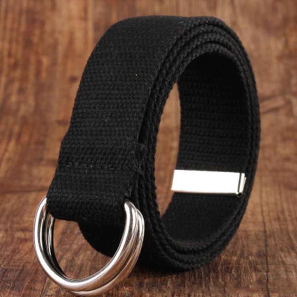 Tactical Canvas Men Belt High Quality Unisex Double Buckle Waistband Casual Female Fabric Belt U3Z7