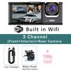 3 Channel Mini Car DVR WiFi Three Way Dash Cam Inside Vehicle Camera DVRs Recorder FHD 1080P Video Dashcam Camcorder Black Box