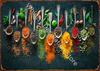 Kitchen Themed Wall Art Decor Colorful Spice and Spoon In Table Metal Tin Sign Food Cooking Ingredients Metal Art Print Decor