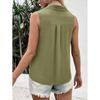 Women's Solid Color V-neck Loose Chiffon Shirt Sleeveless Twist-button Vest Shirt Clothes Sale