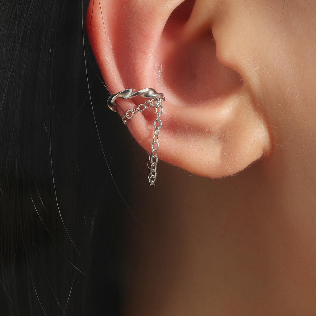 Fransk retro kedja fransad öronklämma kvinnlig enkel temperament mångsidig personlighet enstaka örhängen örhängen örhängen kvinnlig