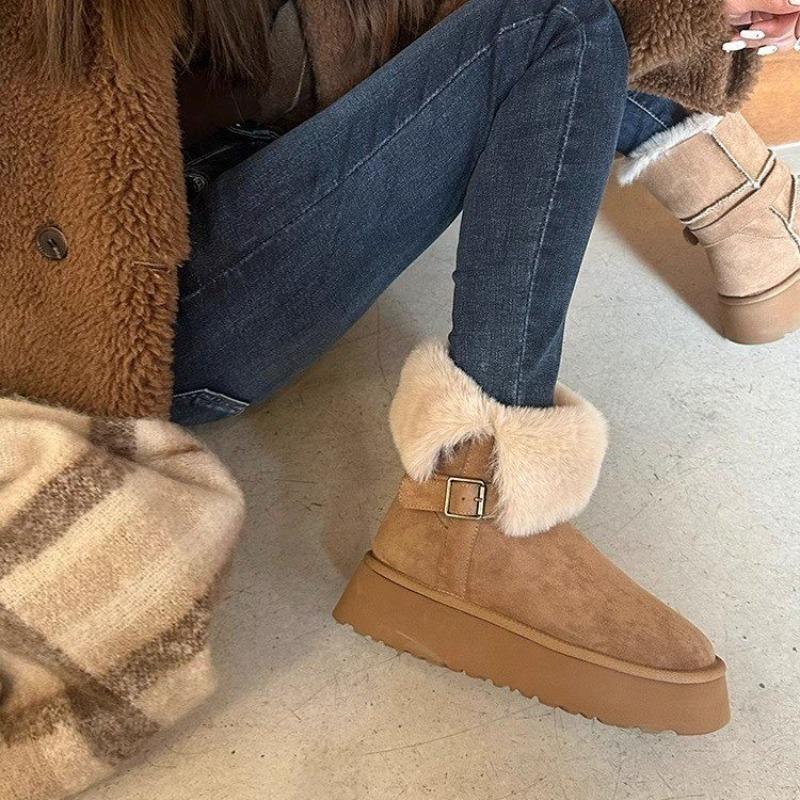 

Модные женские ботинки Boston, зимние ботинки, зима 2024, новые ботинки на платформе, кашемировые теплые толстые подошвы, хлопковая обувь для женщин, Zapatos De Mujer 40