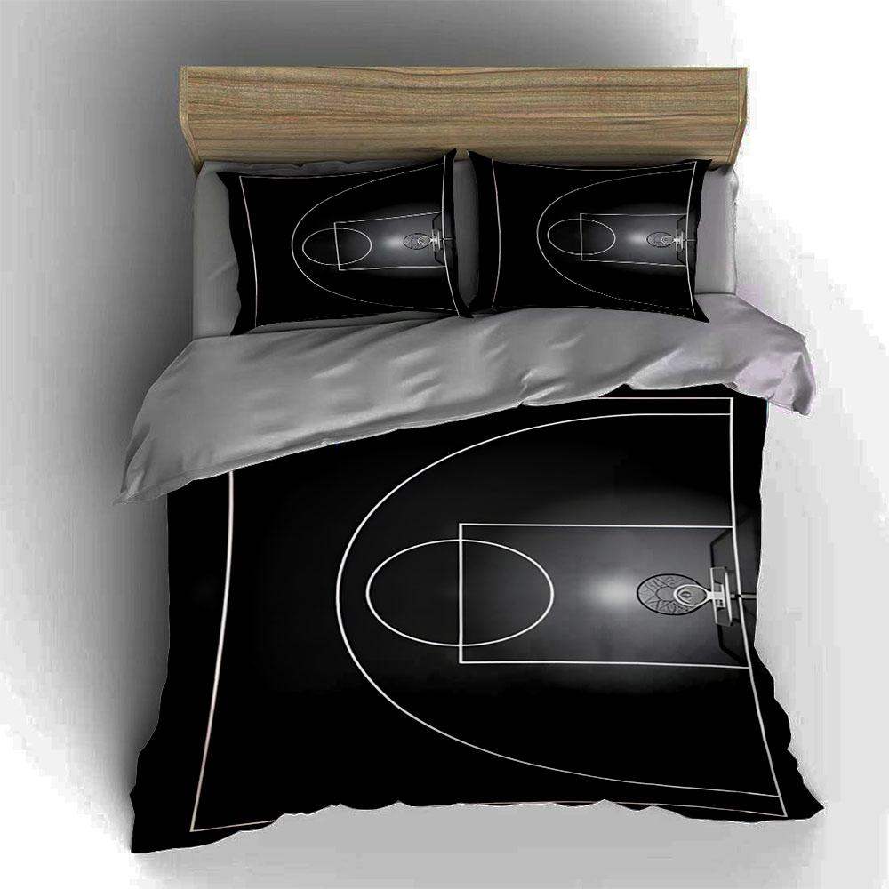 Basketballplatz-Illustration. Bettwäsche Bettbezug-Sets Bettbezüge Kissenbezüge Geschenke (1 * Bettbezug 2 * Kissenbezüge, ohne Bettdecke)