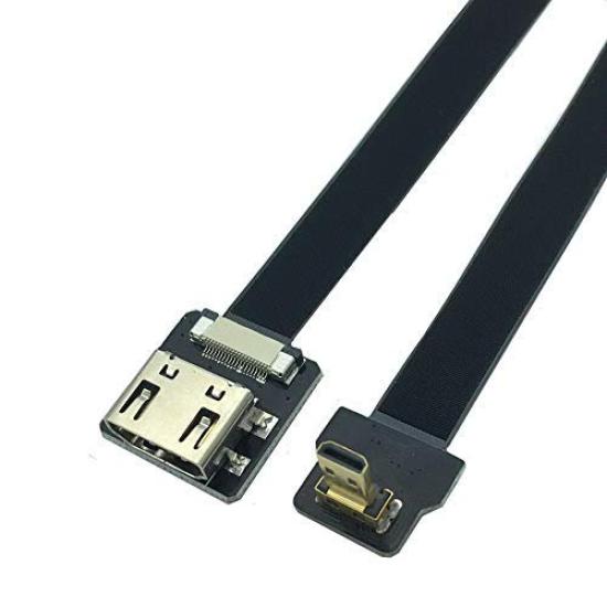 

Плоский кабель FPV Micro HDMI (папа) - HDMI (мама) с углом 90 градусов вниз для FPV мультикоптера HDTV аэрофотосъемки (50см) чёрный
