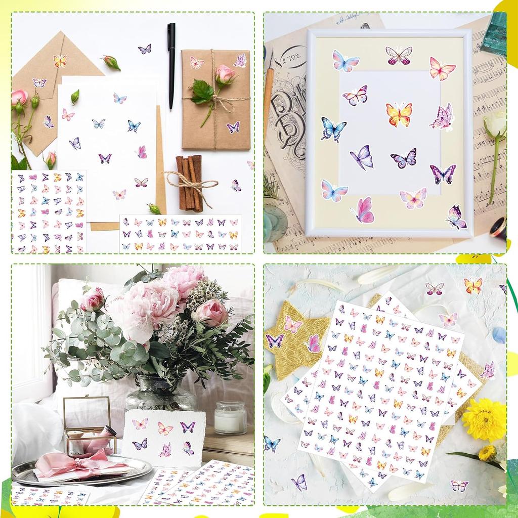 Geyee 3000 Pcs Small Butterfly Stickers for Kids Pink and Purple Mini Tiny Watercolor Incentive Chart Butterflies Stickers for Classroom Teacher
