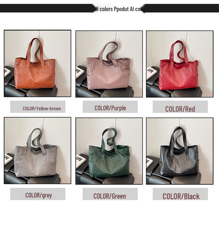 High-End Retro Tote Bag: Stylish, Large Capacity Shoulder Handbag for Commuting
