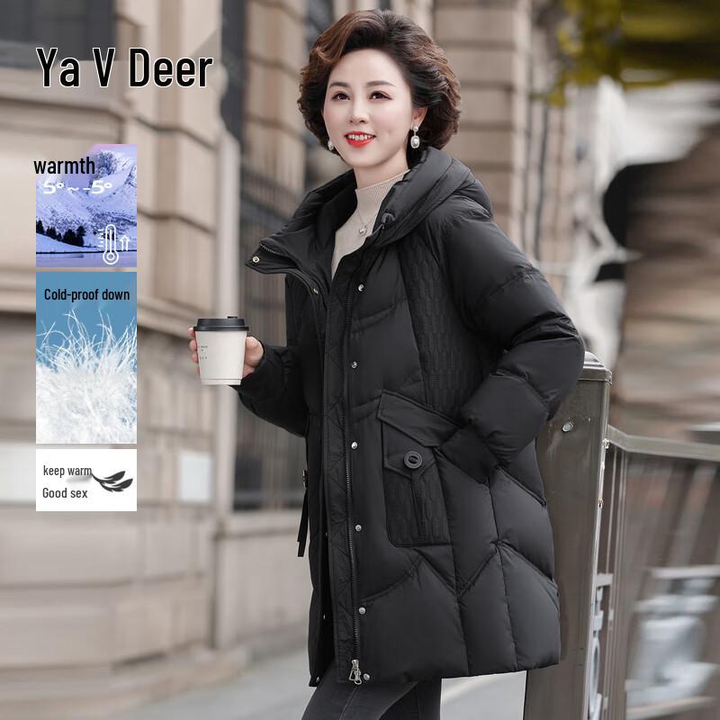 

Женский пуховик средней длины с капюшоном Yalu XL