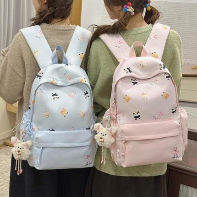 Cartoon Print Student Bag Large Capacity Travel Backpack Women's Backpack