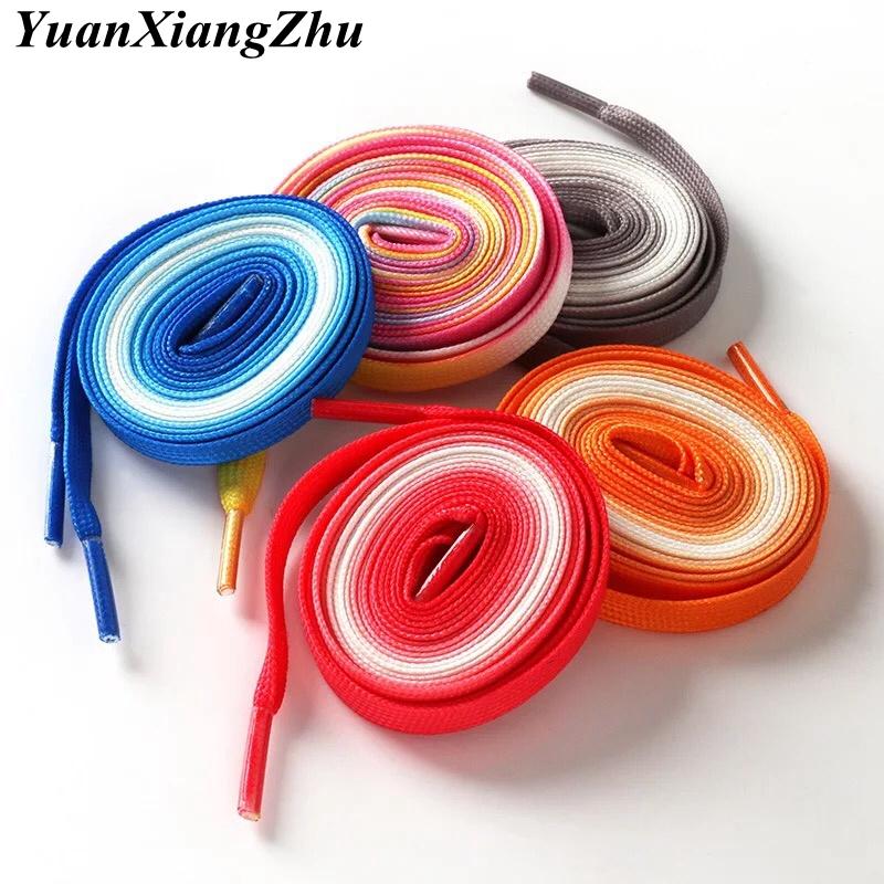 1Pair Colorful Silk Shoelaces Candy Gradient Party Camping Boots Shoelace Canvas Strings Camping Shoes Lace Growing Rainbow BC-2