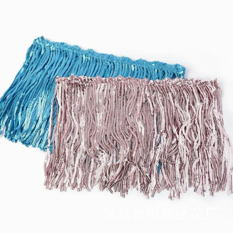 1-5 Yard 17cm GlitterLaser Paljett Frans Tofs Spetskant Latin Dans Bröllopsklänningar Kläder DIY Hantverk Kant Tofs Flecos