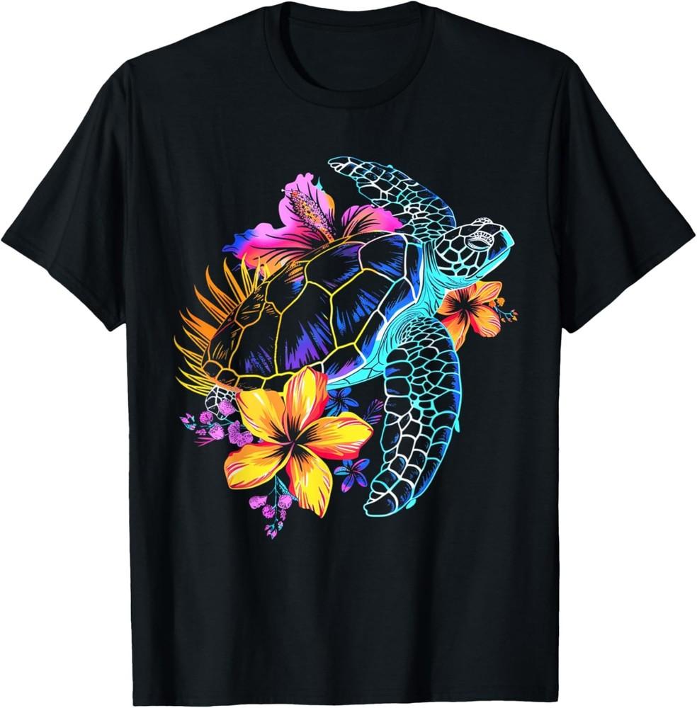 Морская Черепаха Гавайские Цветы Гавайи Дайвинг Дайвер Футболка Унисекс Футболка XL