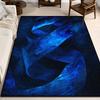 Alfombra de Franela Estampada Abstracta Azul Diseño de Arte Moderno Felpa Suave Felpudo Alfombra de Sala de Estar Alfombras de Decoración Contemporánea