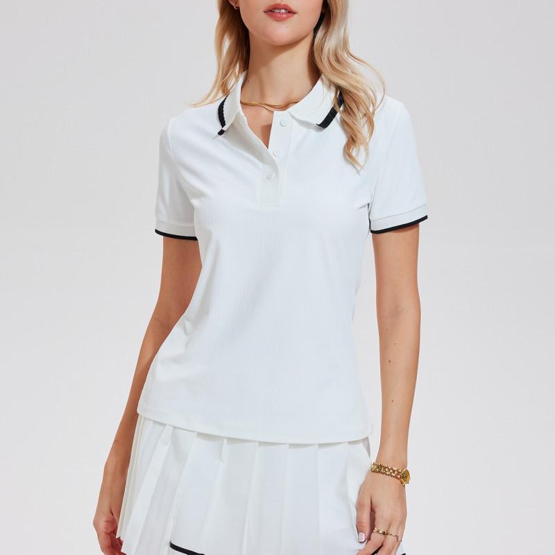 

Lapel POLO Sports Short Sleeves Women s Outdoor Golf Tennis Contrast-Color T-Shirt Quick-Dry Overclothes Top XL