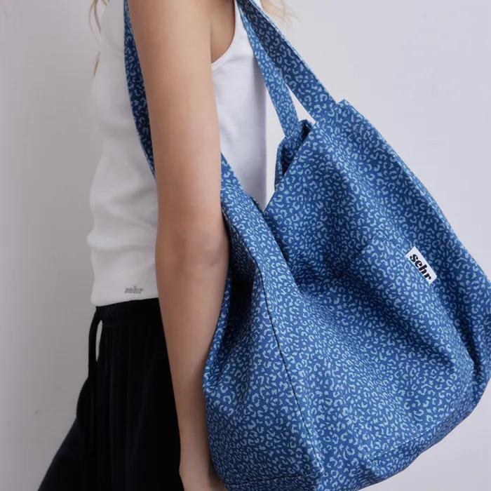 Leopard Twill Cotton Big Bag V2 (Blue)