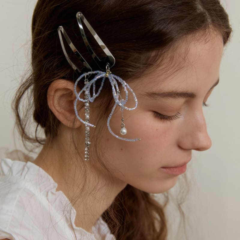 

SOCKS APPEAL beads ribbon hair pin set blue free