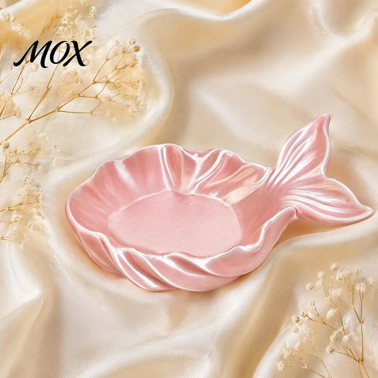 Jewelry Organizer Tray Fishtail Storage Tray, Large Capacity Groove Design, Pearlescent Pink Dish 3D Printing Desktop Ornament, for Rings And
