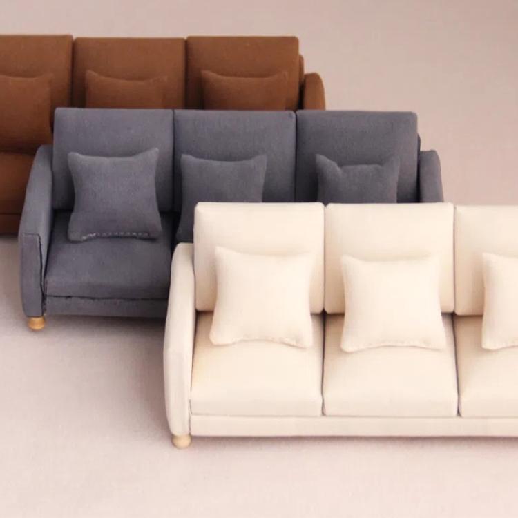 Realistic Sofa Model Figure with Three Seats Design Miniature Furniture for 1/12 Scale Doll House Scene Landscape Props