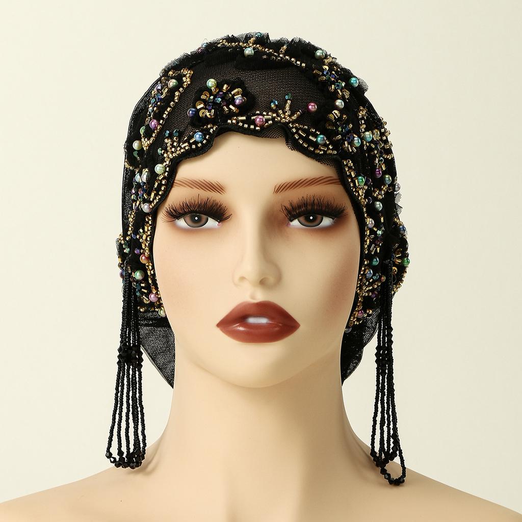 Muslim Rhinetone Lace Inner Cap Elastic Islamic Headwear for Women Prayer Cap Head Cover