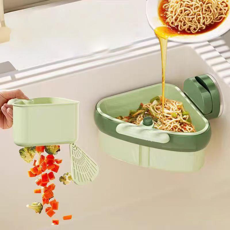 Sink Strainer Basket,Suction Cup Press Sink Drainer Basket,Automatic Dumping Sink Strainer Basket,Faucet Sponge Storage Rack