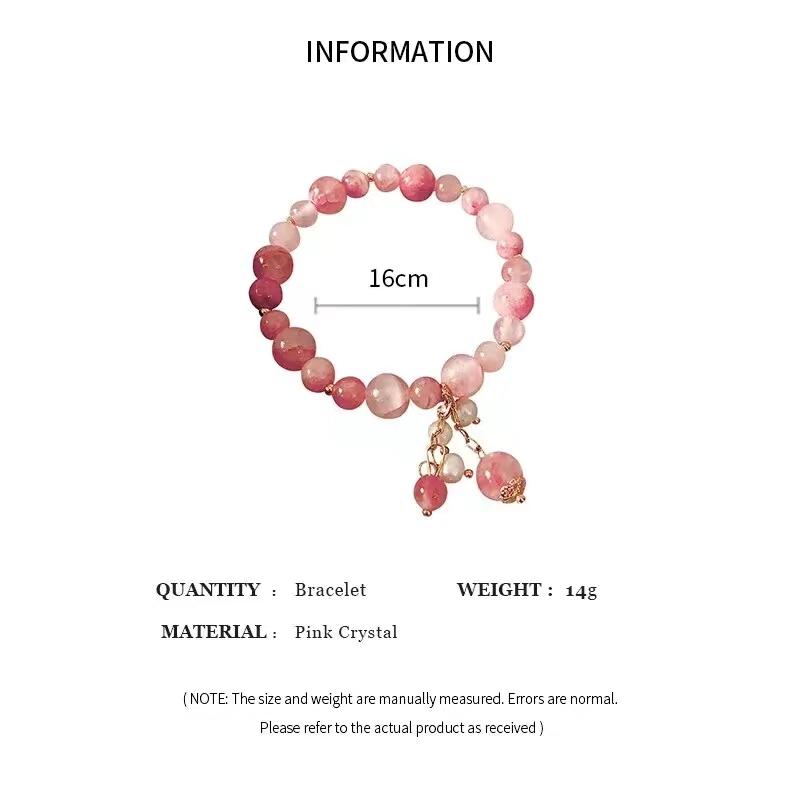 Romantic Pink Crystal Stone Bracelet Strand Bracelets For Women Charming Imitation Pearl Drop Bracelet For Picnics Party