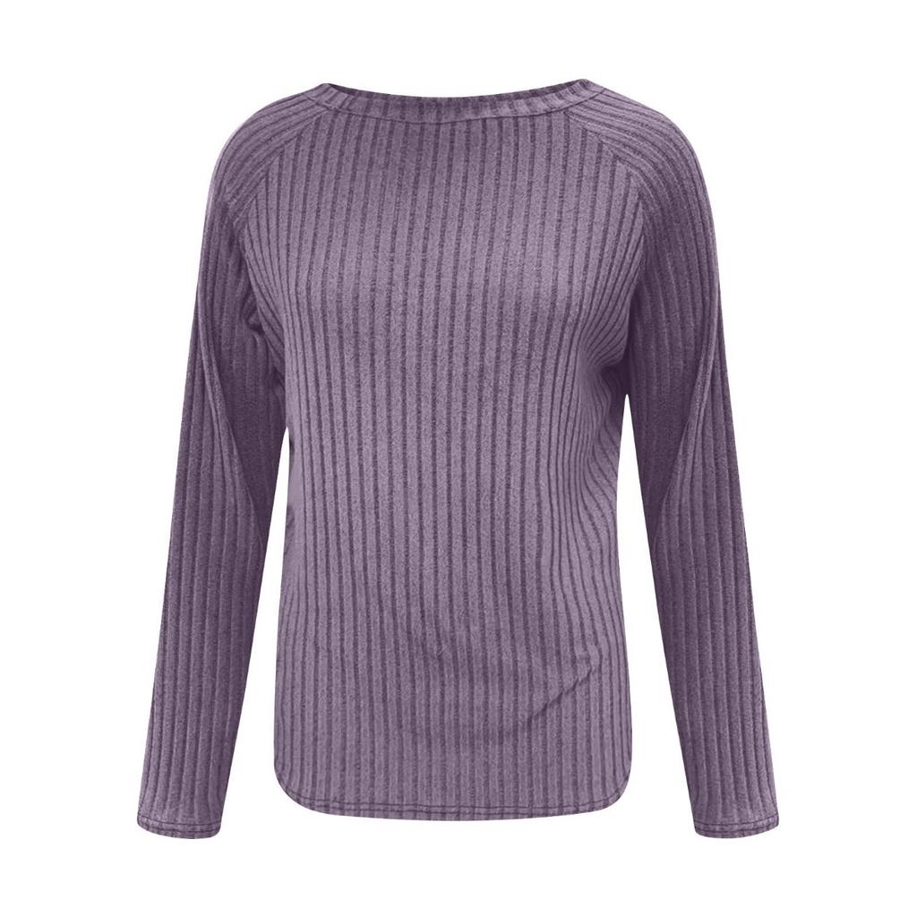 Women's New Loose Round Neck High-low Curved Hem Top for Women, T-shirt