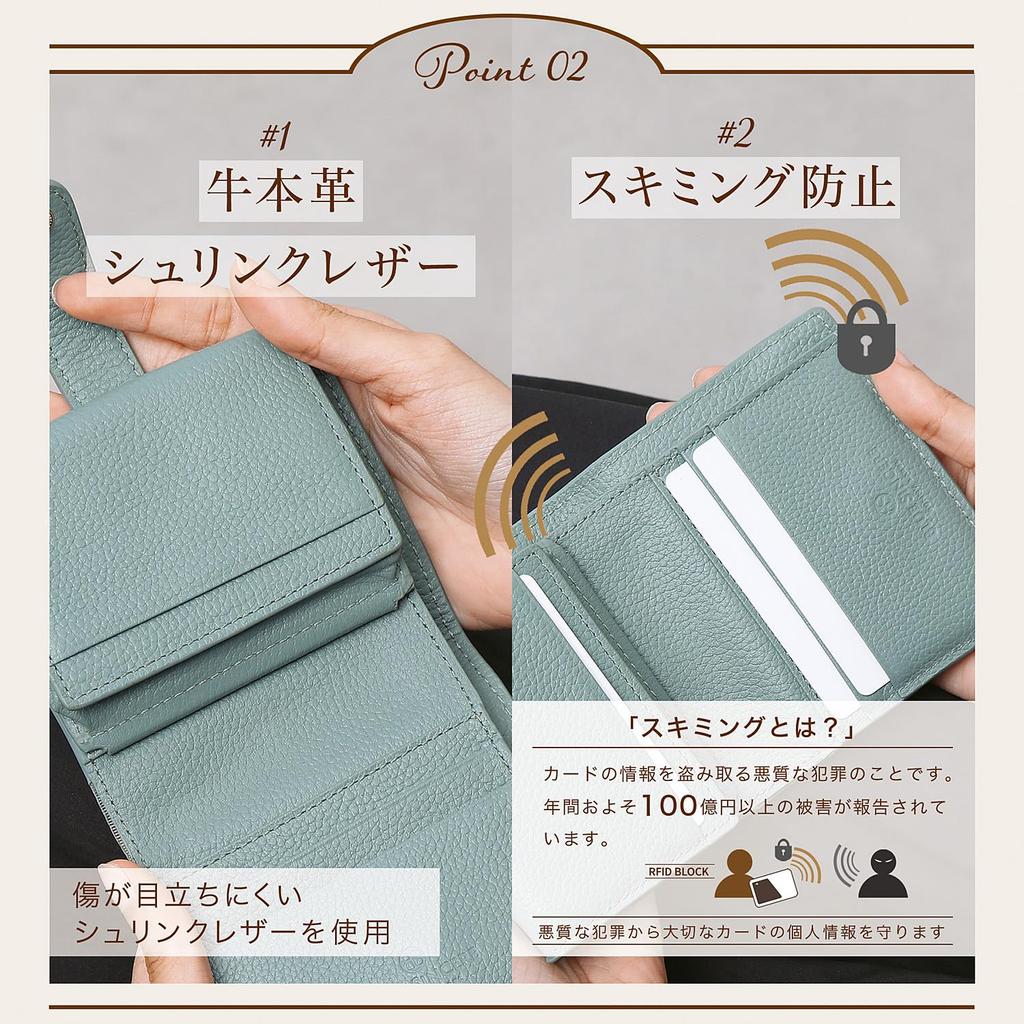 Mini-Geldbörse für echte große Scheine, nicht in einer Schachtel, zweifach faltbar, kleiner Skimming-Block, HW5 [BLUE SINCERE], Damen, Leder, Kapazität, faltbar, Typ, Geldbörse, dünn,