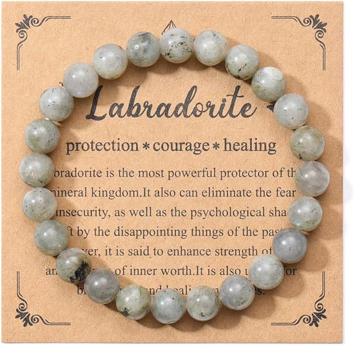 Hot Selling Natural Stone with Cardboard Beaded Elastic String Bracelet Crystal Agate Tiger Eye Stone Wholesale Bracelet Jewelry