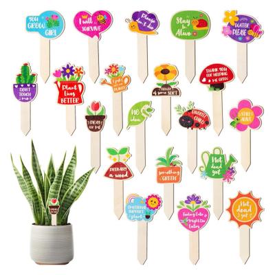 20 Pcs Wooden Plant Tags Rustic Plant Labels 20 Styles Gardening Markers Tags for Potted Plants Planter Flower Bed