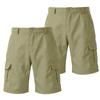Men's Color Cargo Shorts 2-Pack with Button and Elastic Waist, 6 Pockets