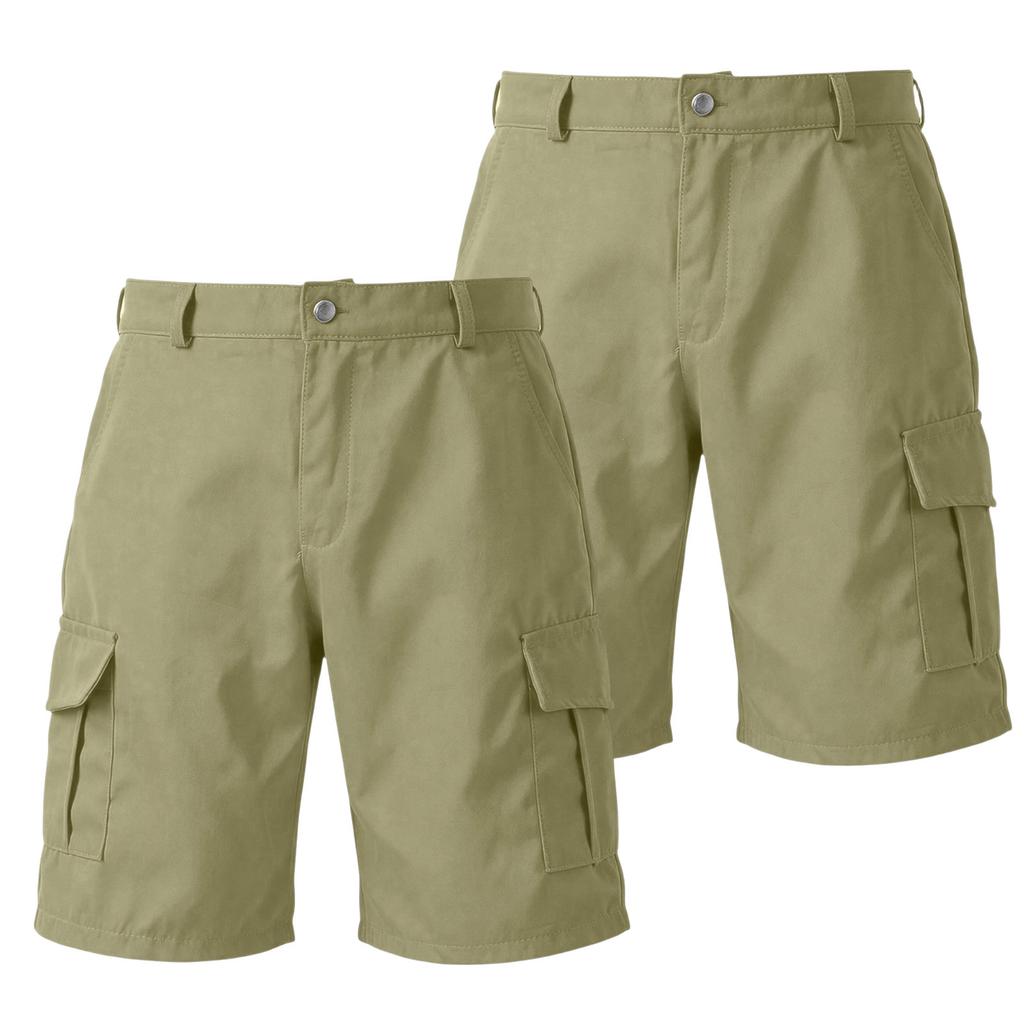 Men's Color Cargo Shorts 2-Pack with Button and Elastic Waist, 6 Pockets