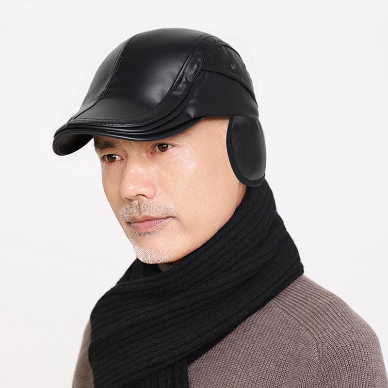 Winter Cold-Proof Warm-Keeping Forward Cap Outdoor Velvet Windproof Ear Protection Adjustable Cap for The Elderly
