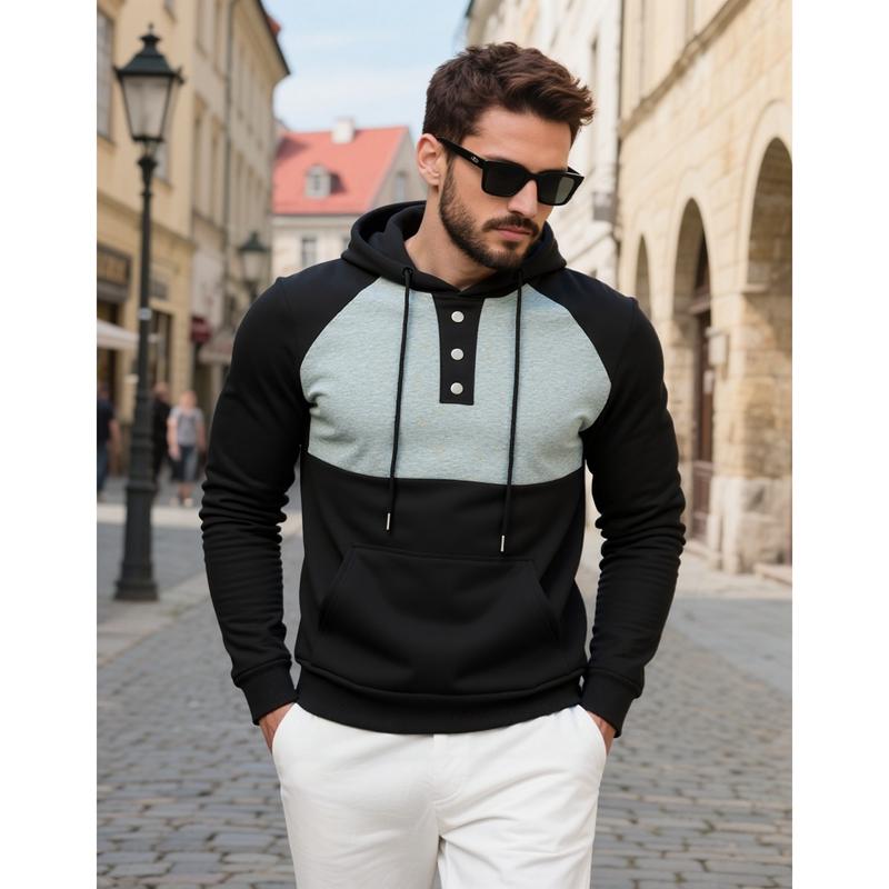 

Парная толстовка для женщин и мужчин, повседневный свитер, худи двухцветное, с длинным рукавом, свободная толстовка с капюшоном, пуловер, повседневный топ с карманом S чёрный