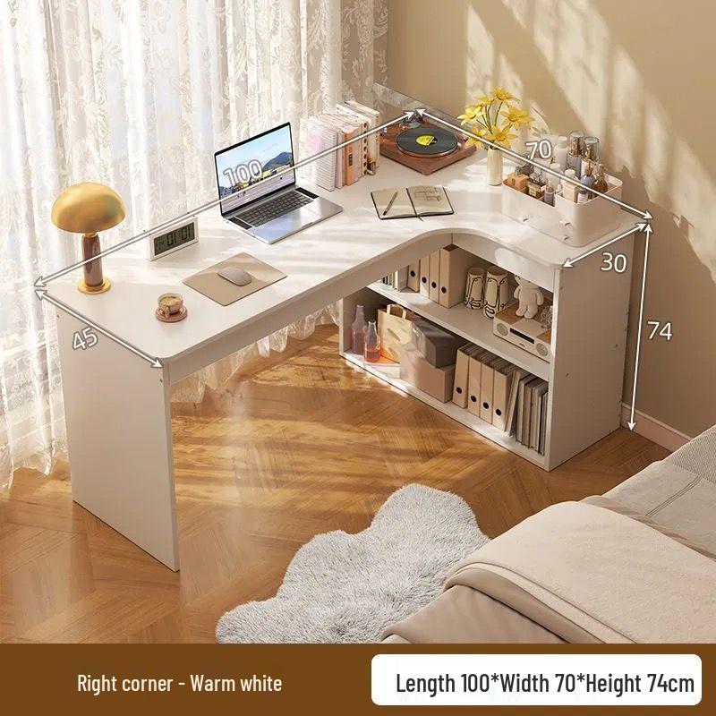 Corner Bookshelf Desk: Student Study & Writing Desk for Bedroom