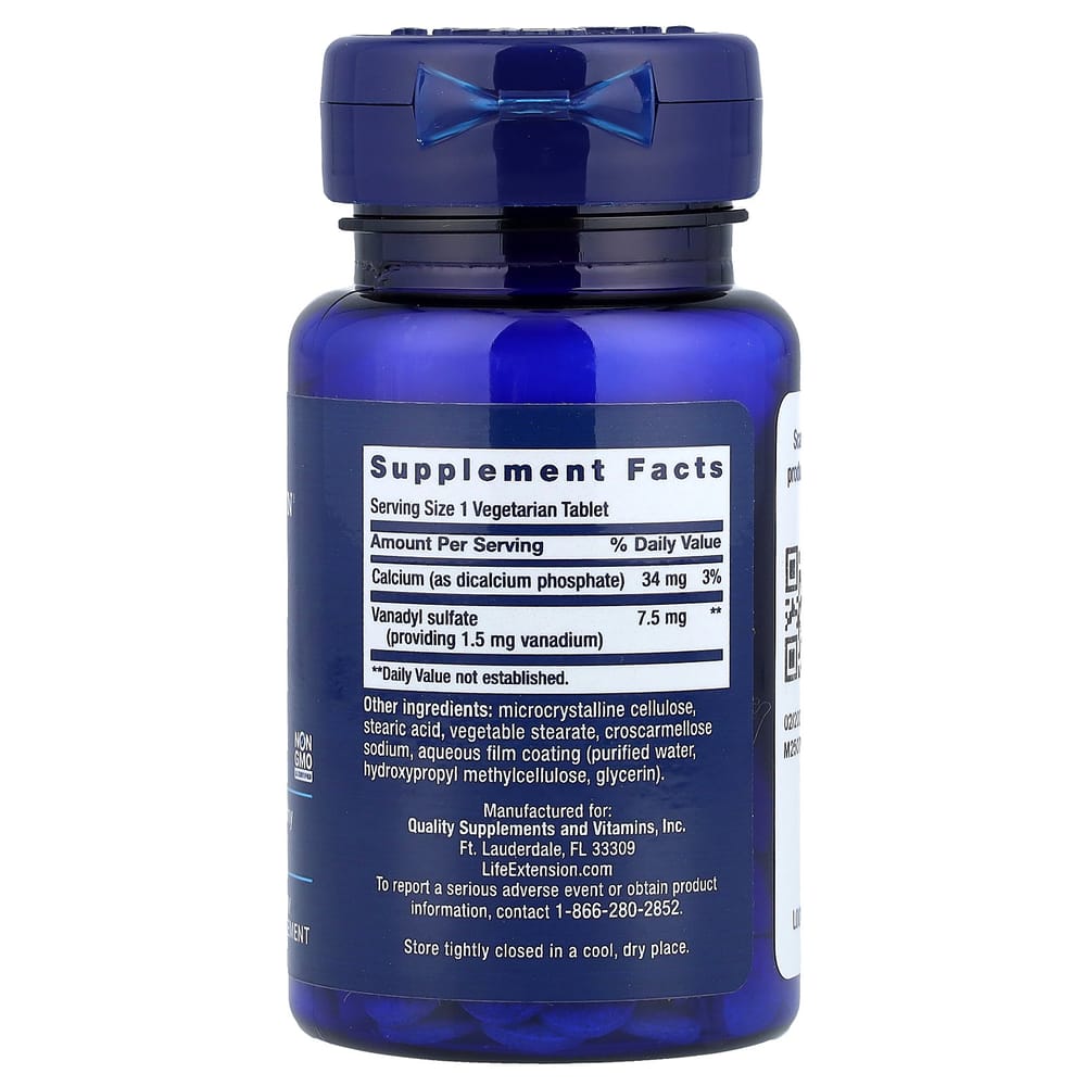 Life Extension Vanadyl Sulfate 7.5mg Vegetarian Tablets 100 Count