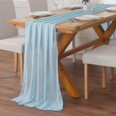 Einfarbiger Tischläufer, elegant, romantisch, transparenter Tüll, lang, rechteckig, maschinenwaschbar, für Hochzeit, Brautparty, Party, Esstisch, Küchenzubehör