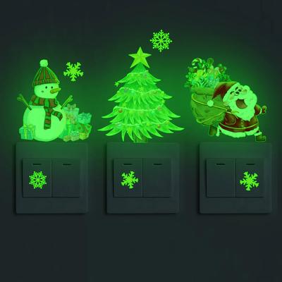 Luminous Santa Claus Elk Snowman Switch Sticker Christmas Bedroom Living Room Switch Sticker Decorative Self-Adhesive Sticker