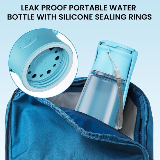 550ML Pet Water Bottle Leak-Proof Foldable One Button Opening with Hanging Rope Portable Dog Water Bottle